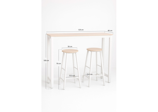 Set Bar Mesa Alta + 2 Taburetes Conty