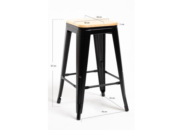 Pack 4 Taburetes Meyer Bajos Madera Natural