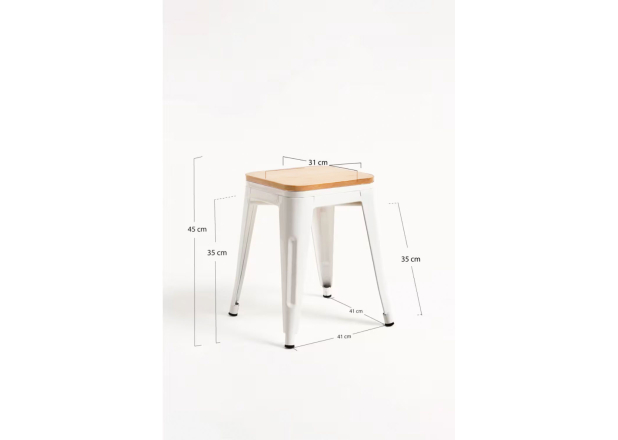 Pack 4 bancos pequenos de madeira natural Torix