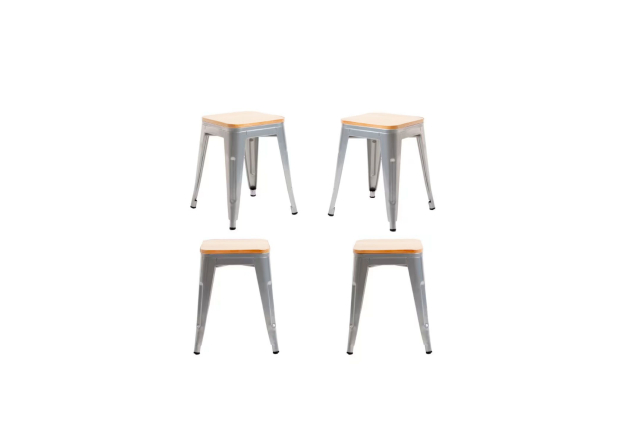 Pack 4 Taburetes Meyer Pequeños Madera Natural