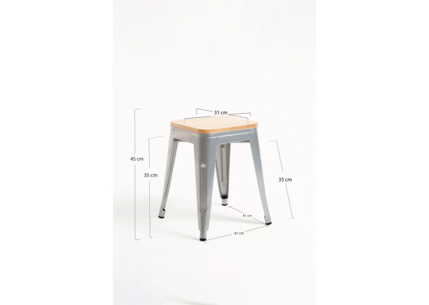 Pack 4 bancos pequenos de madeira natural Torix