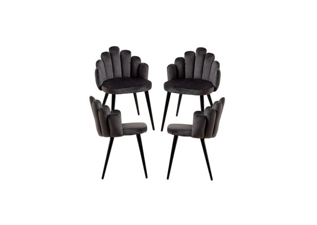 Pack 4 Sillas Hanpe Terciopelo Patas Negras