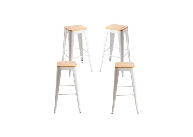 Pack 4 Taburetes Meyer Altos Madera Natural