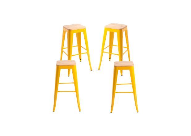 Pack 4 Taburetes Meyer Altos Madera Natural
