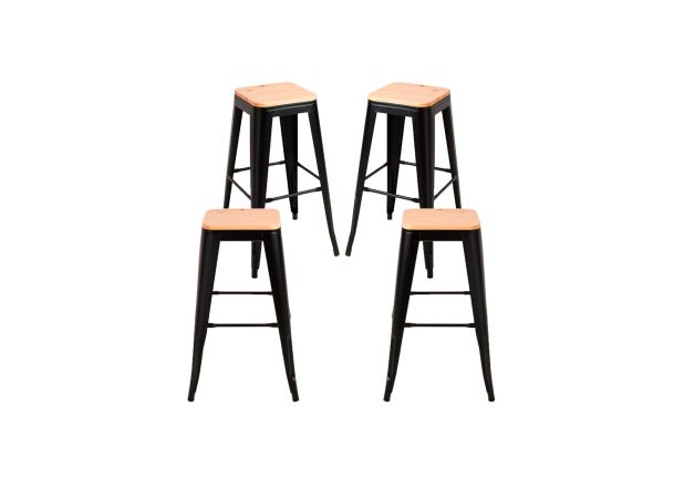 Pack 4 Taburetes Meyer Altos Madera Natural
