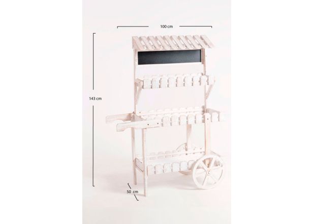 Carrito Candy Bar Wiso Blanco Envejecido