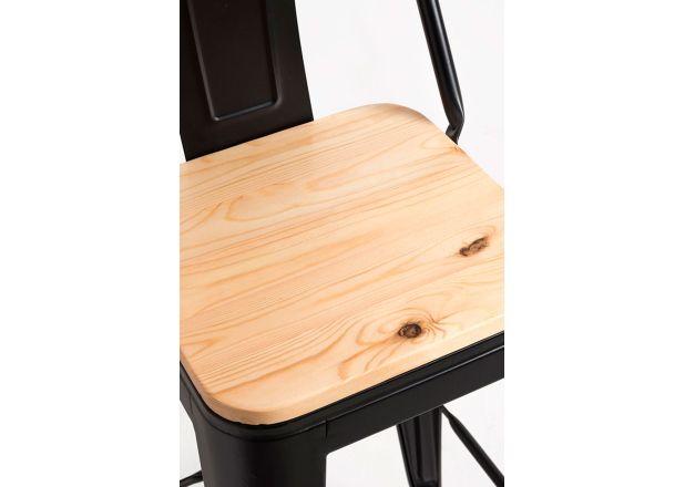 Pack 4 Taburetes Meyer Respaldo Madera Natural