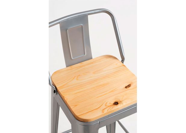 Pack 4 Taburetes Meyer Respaldo Madera Natural