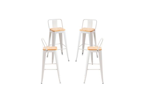 Pack 4 Taburetes Meyer Respaldo Madera Natural