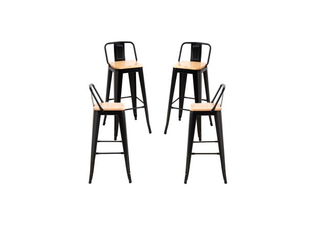 Pack 4 Taburetes Meyer Respaldo Madera Natural