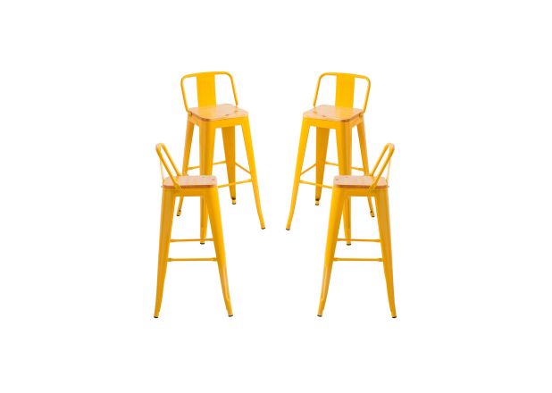 Pack 4 Taburetes Meyer Respaldo Madera Natural