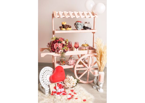 Carrito Candy Bar Madera Dins Envejecido